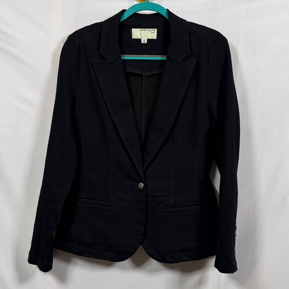 Anne Klein Jeans Indigo Dark Blue Navy Jacket Blazer Women’s Size Medium